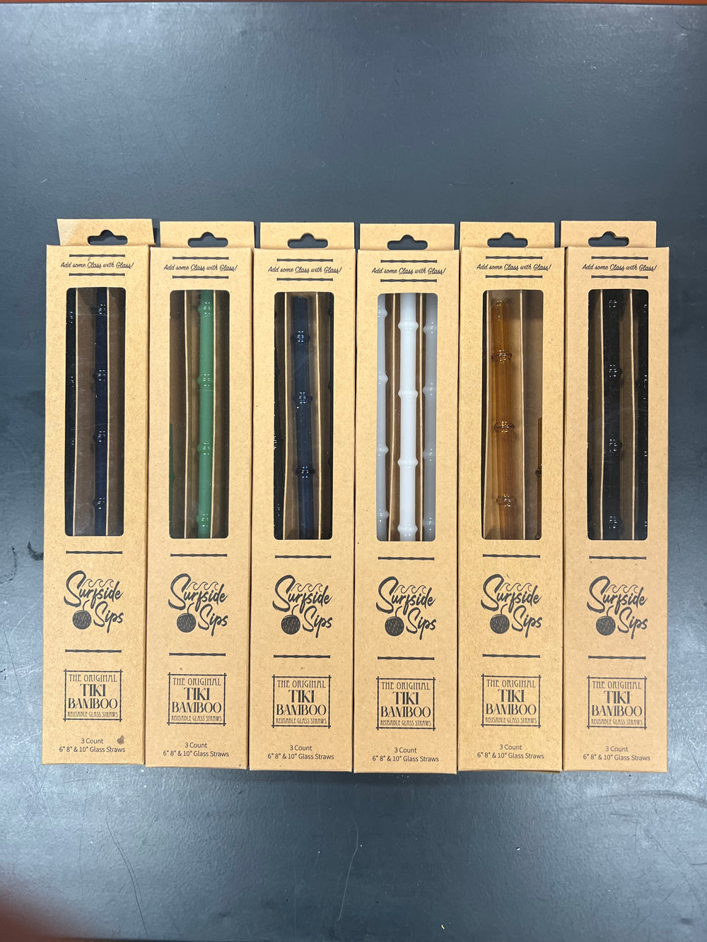 Set of 3 “Tiki Bamboo” Straw Surfside Sips