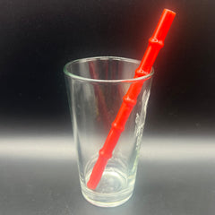 Red “Tiki Bamboo”Glass Smoothie Straw