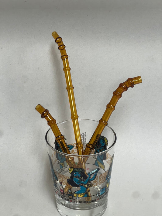 Set of 3 Bent Bamboo Straws.