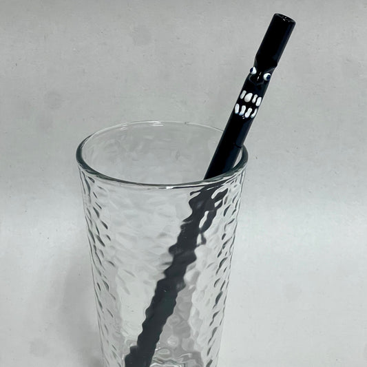 10” Angry Face Obsidian Smoothie Straw