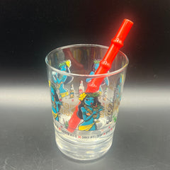 Red “Tiki Bamboo”Glass Smoothie Straw