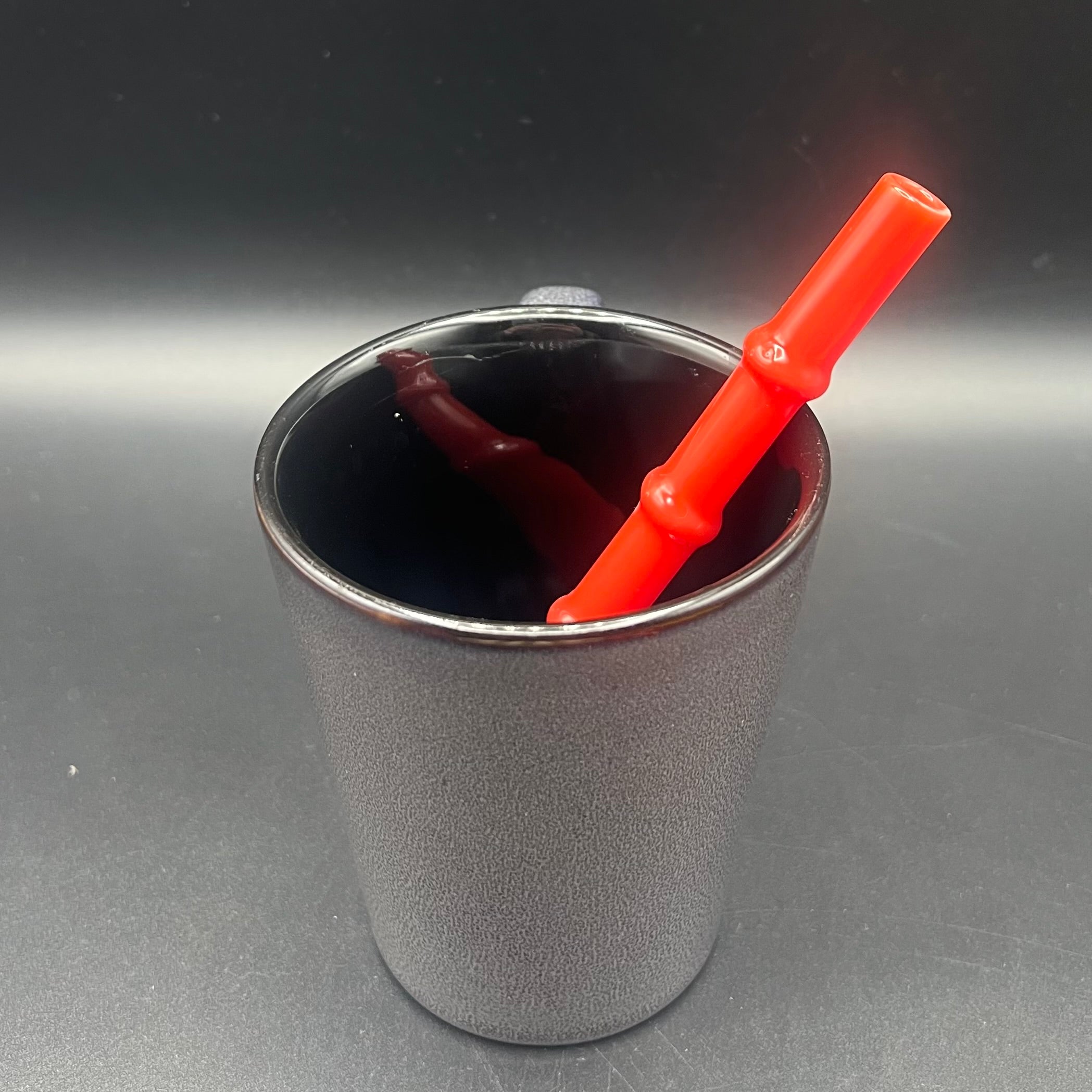 Red “Tiki Bamboo”Glass Smoothie Straw