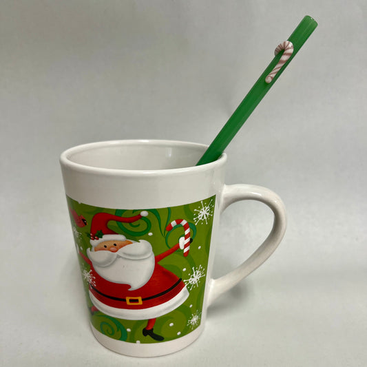 Candy Cane Glass Straw