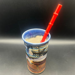 Red “Tiki Bamboo”Glass Smoothie Straw