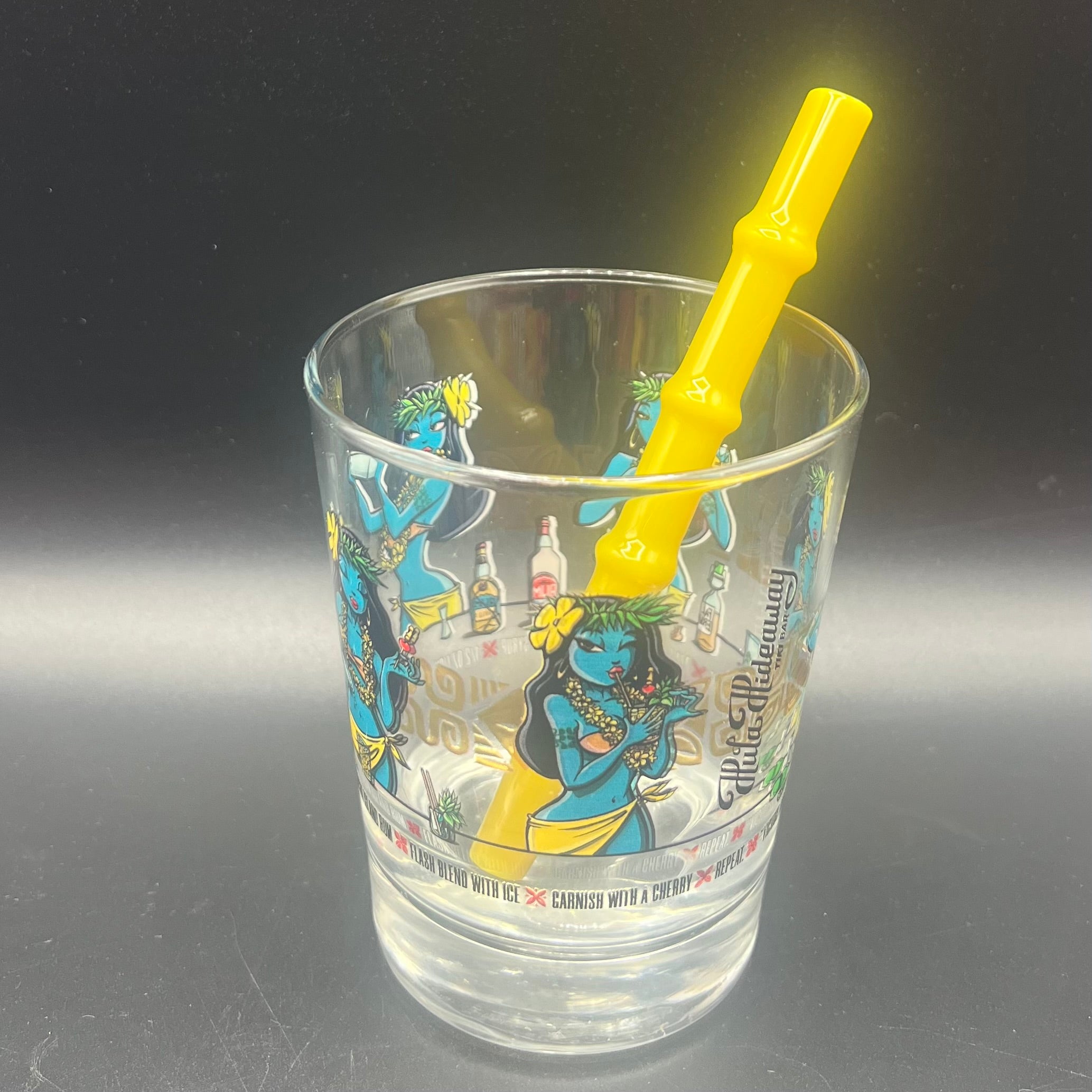 Chartreuse “Tiki Bamboo” Glass Smoothie Straw ￼
