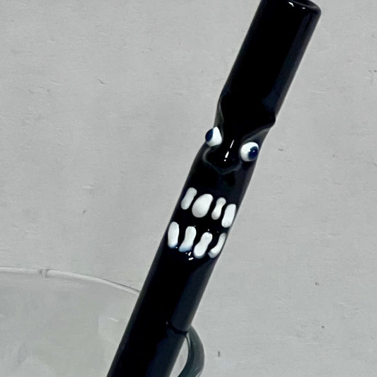 10” Angry Face Obsidian Smoothie Straw
