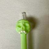 Slyme Green Skull Glass Straw